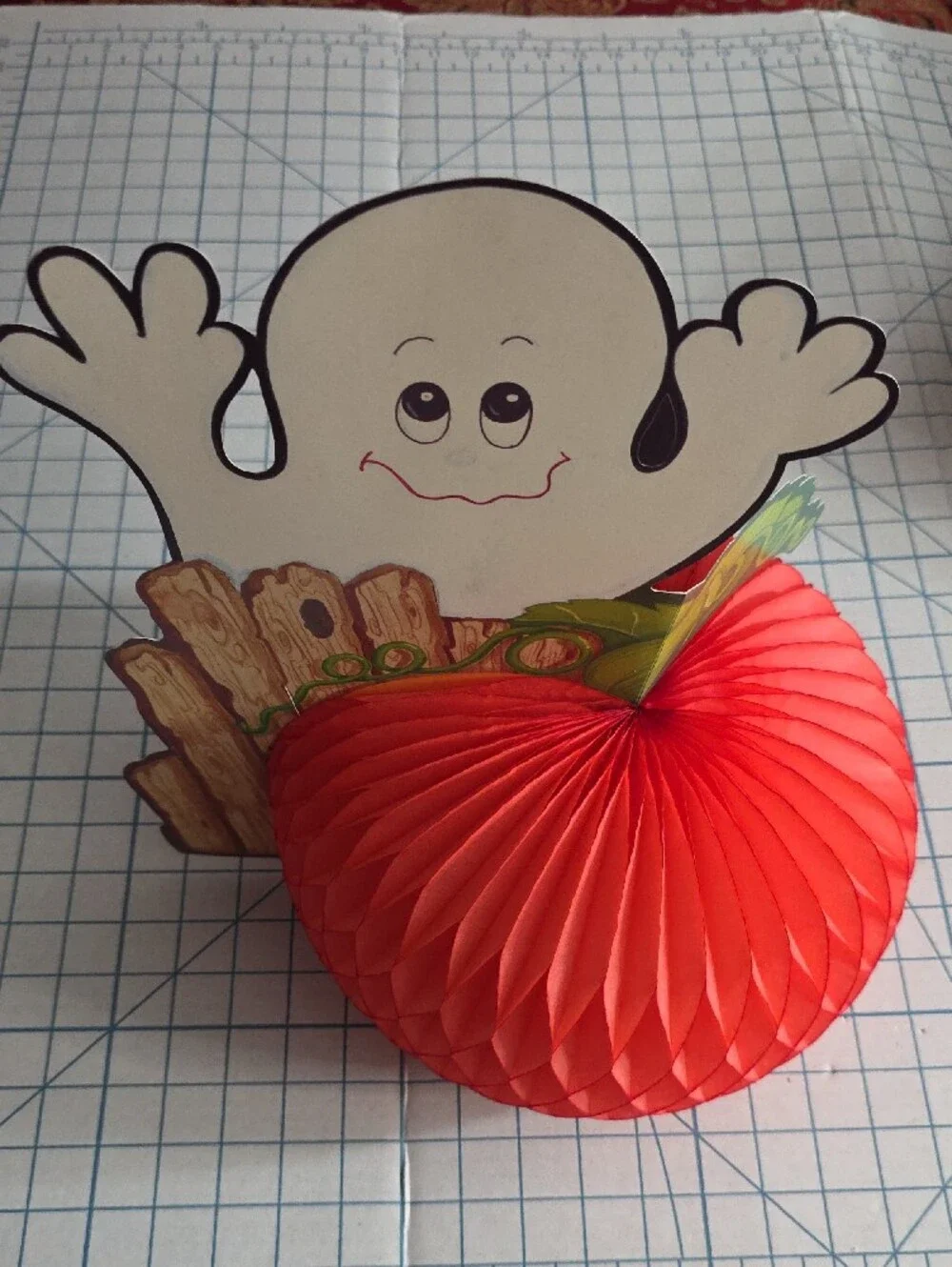 Halloween Orange Honeycomb Pumpkin & Ghost Party Decoration - Vintage Standup
