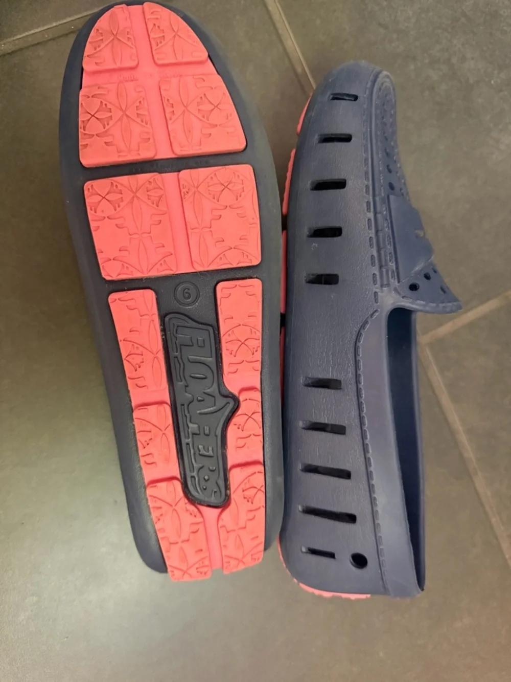 Kids Navy Water Shoes with Coral Accent — Lightweight Slip-On