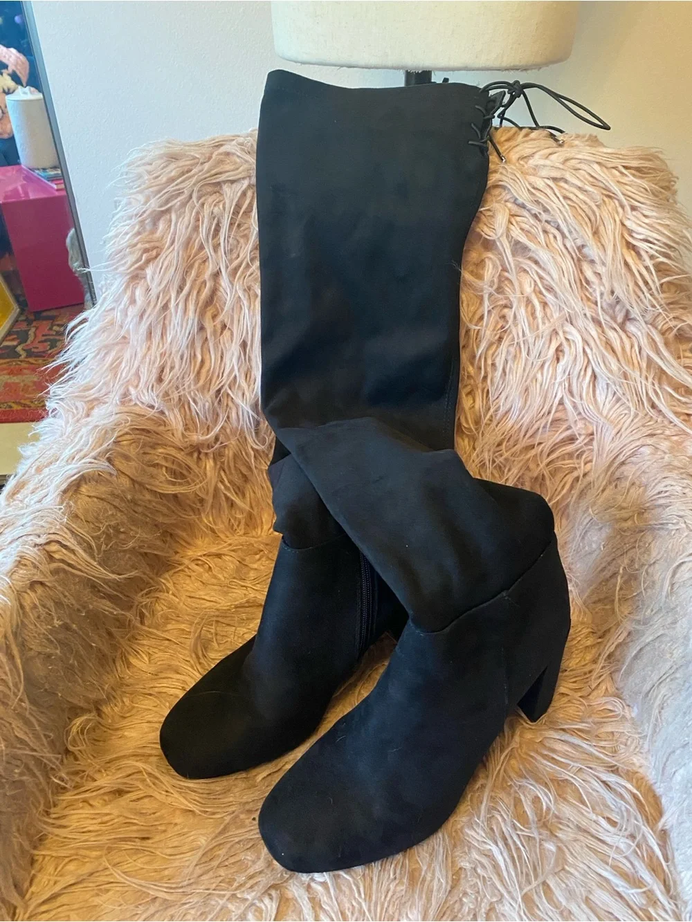 Chinese Laundry Black Over-The-Knee Block Heel Boots
