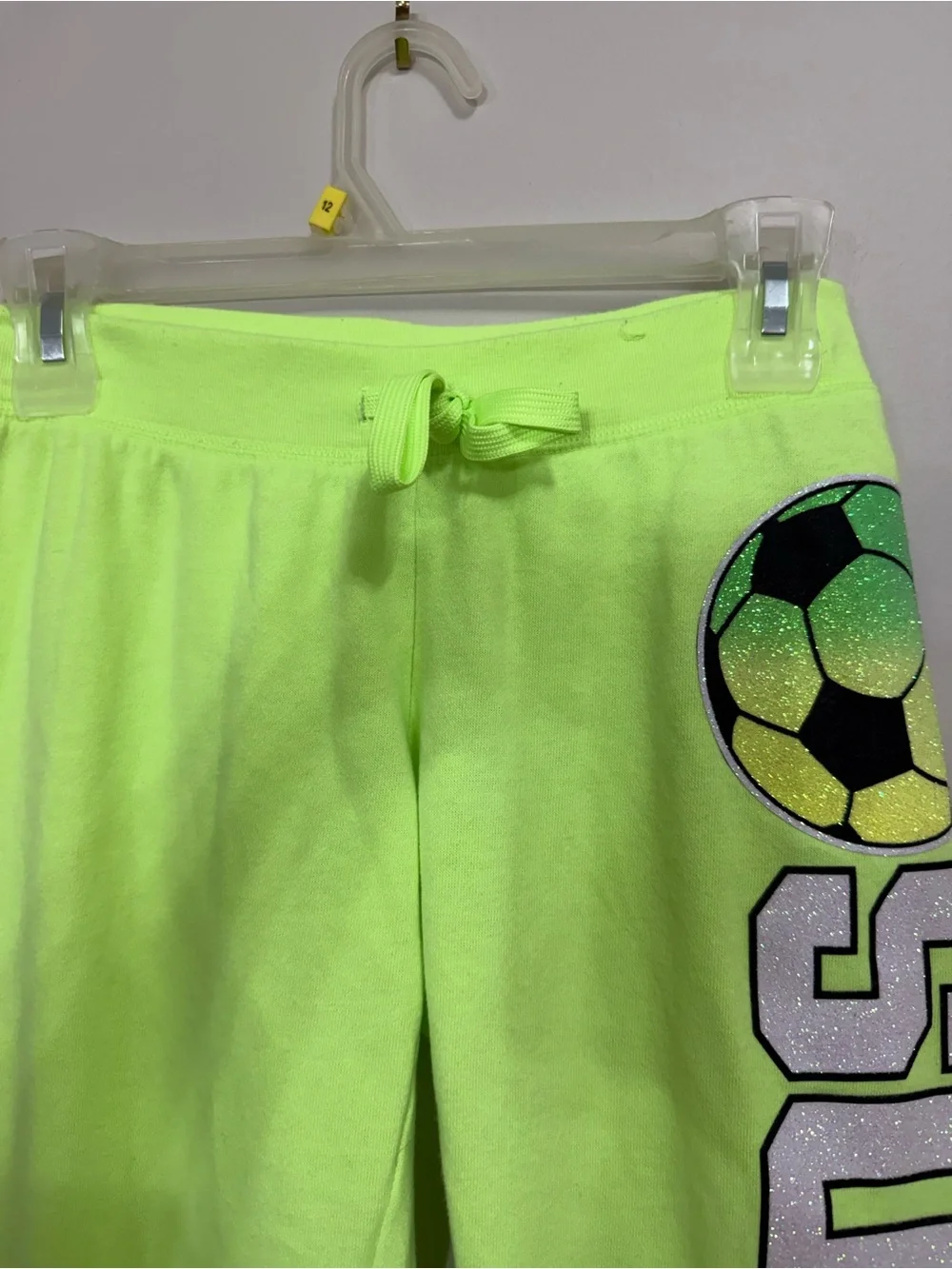 Justice Girls Size 12 Neon Lime Green Soccer Joggers Soft Perfect Condition