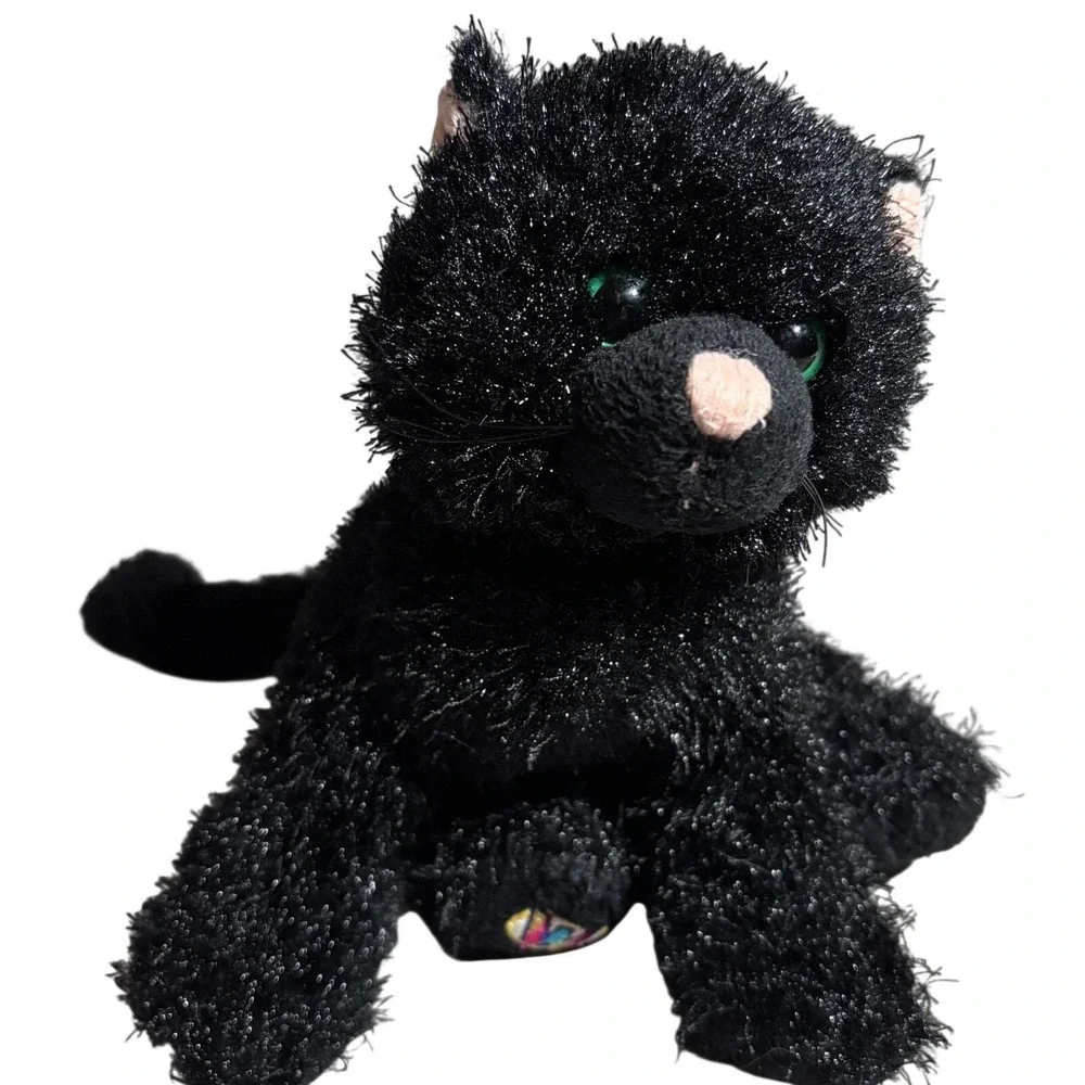 Ganz Webkinz Black Cat Plush Stuffed Animal Retired HM013 Shimmer Fur