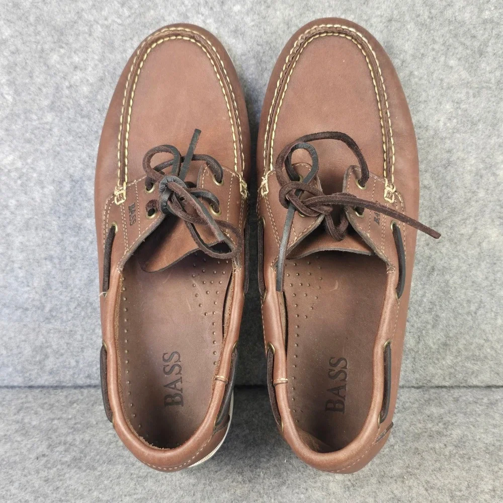GH Bass Seafarer Mens Brown Leather Boat Shoes Size 10.5 M Loafers T251