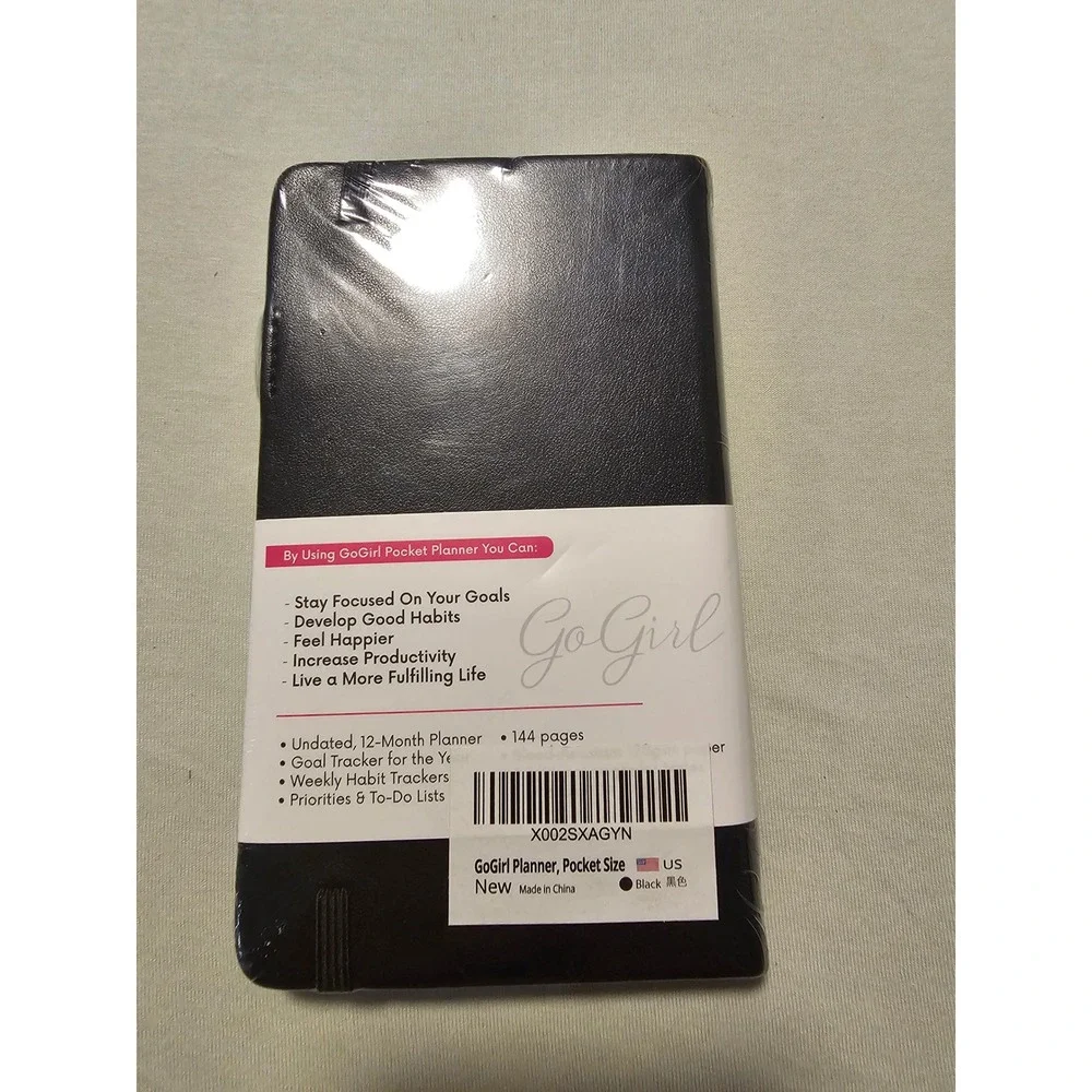 GoGirl Pocket Planner Undated Weekly Monthly 12 Month Black 144 Pages New