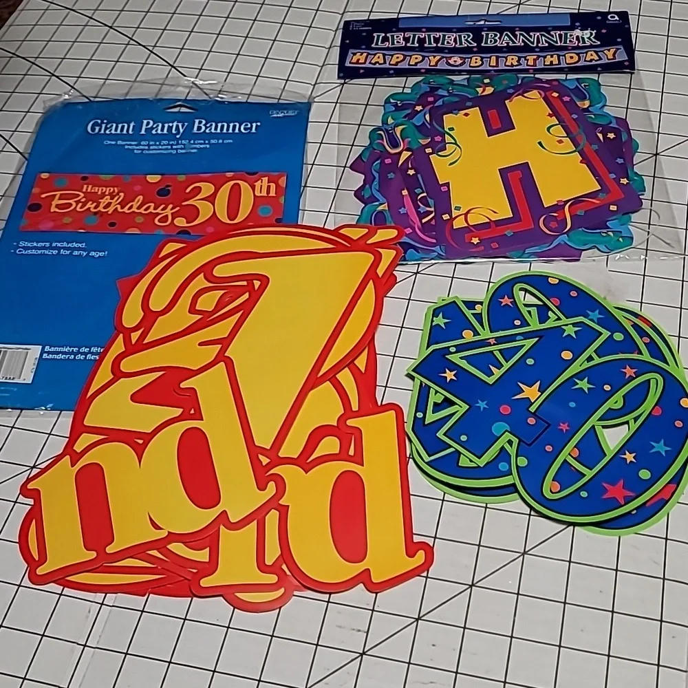 Birthday Banner and Numbers /‎ Stickers NWOT
