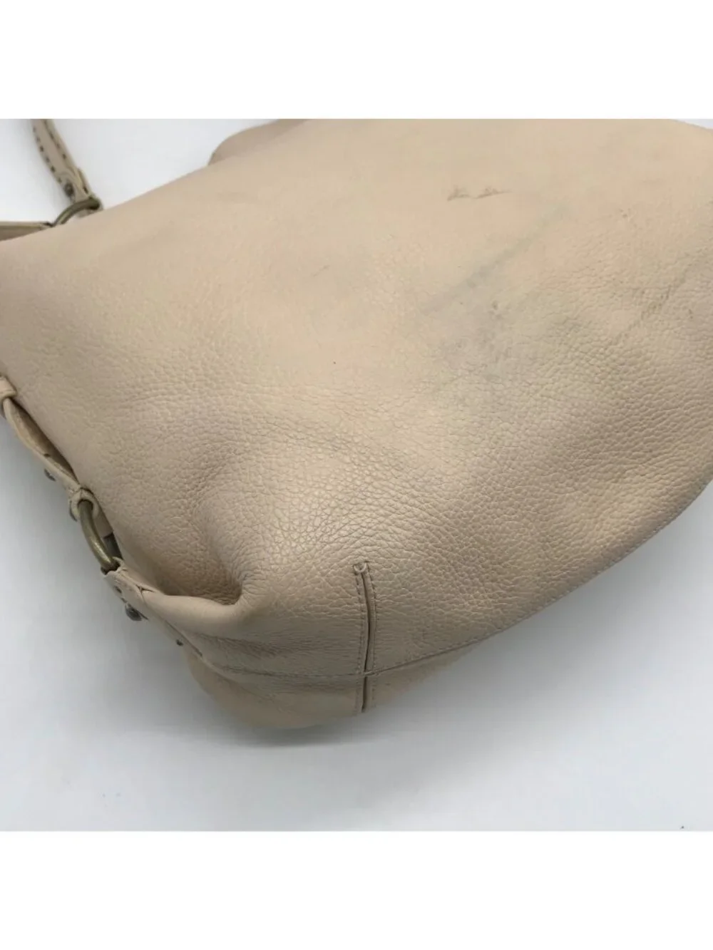 Cole Haan Cream Leather Studded Hobo Bag