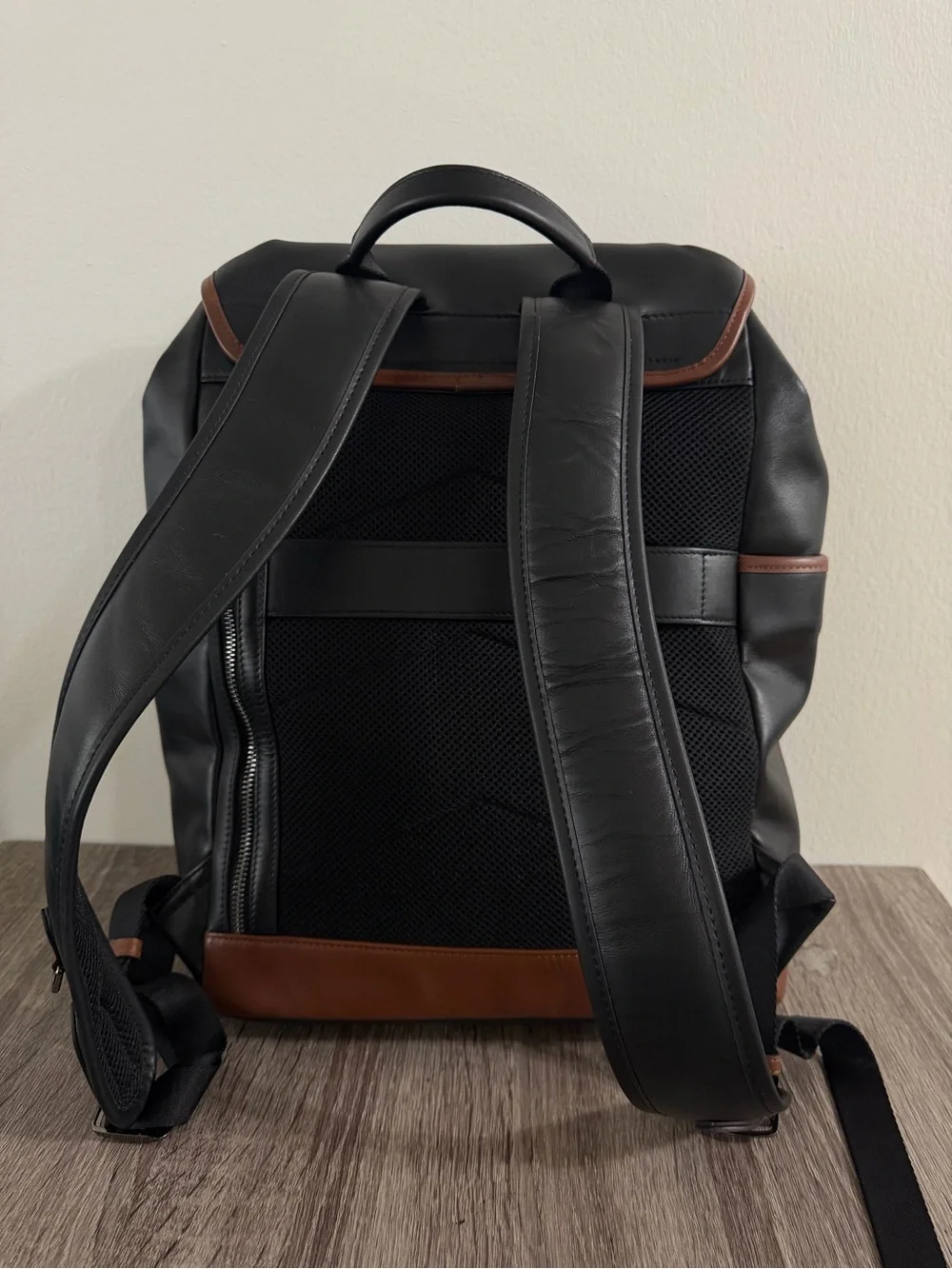 King Loot Luxe Backpack Brown Black Leather Travel Laptop Bag 12L
