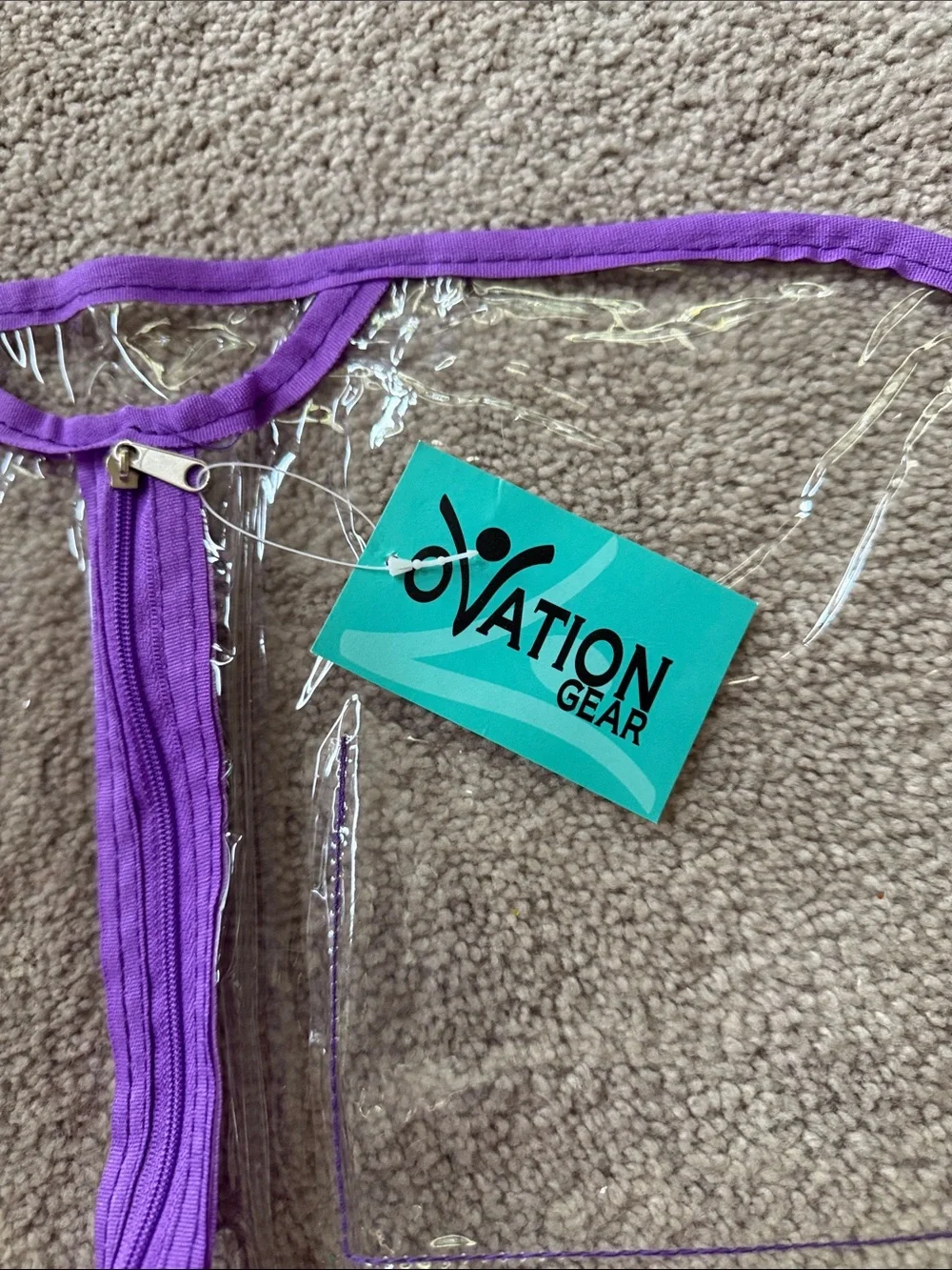 Ovation Gear Clear Garment Bag with Purple Trim!