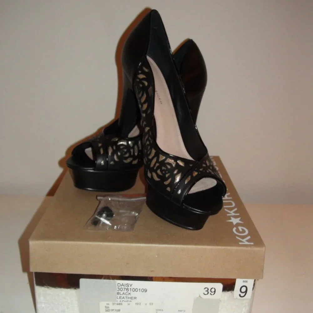 KG Kurt Geiger Daisy Leather Platform Peep Toe Heels