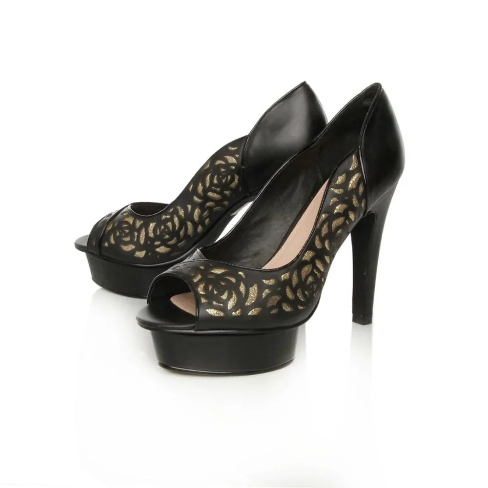 KG Kurt Geiger Daisy Leather Platform Peep Toe Heels