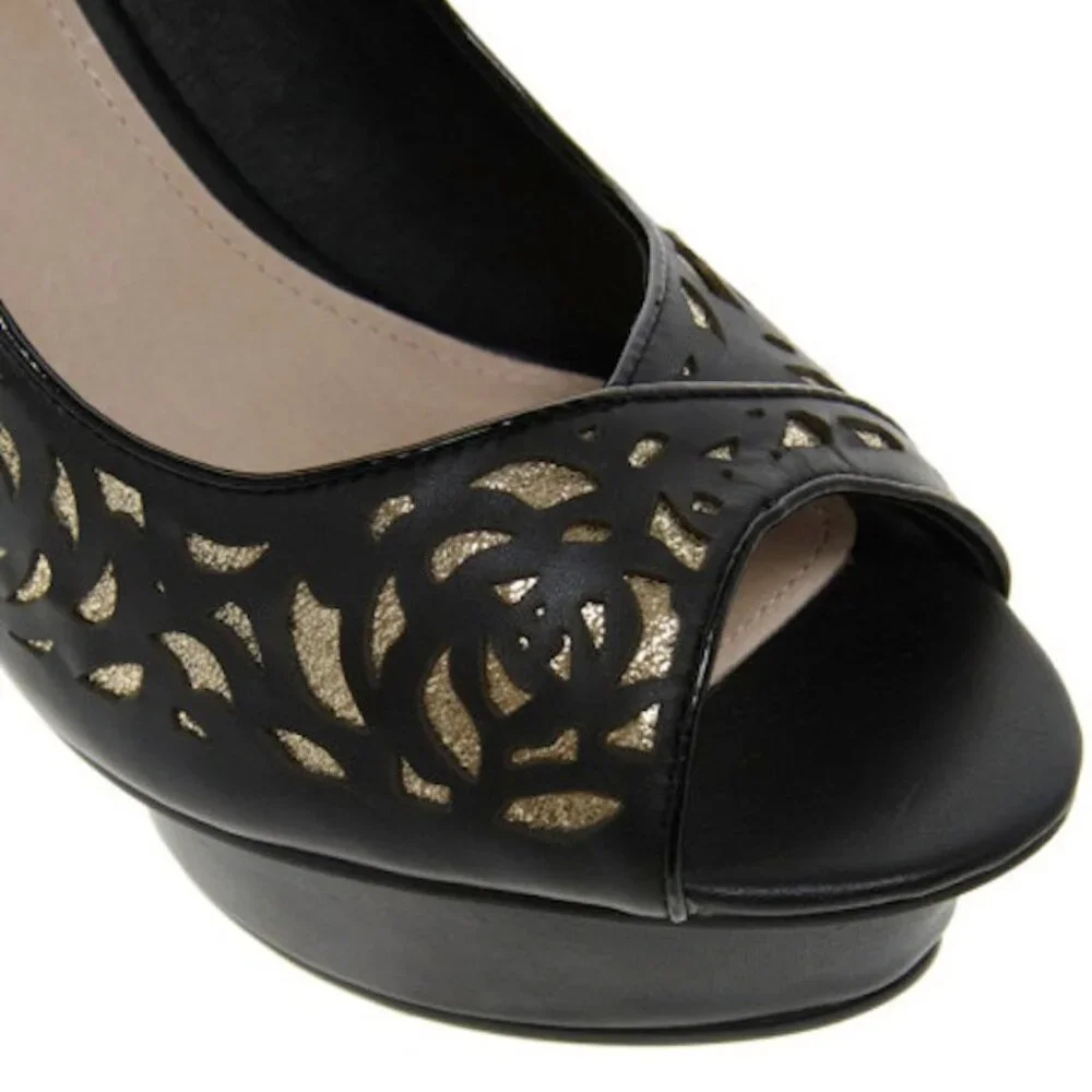 KG Kurt Geiger Daisy Leather Platform Peep Toe Heels