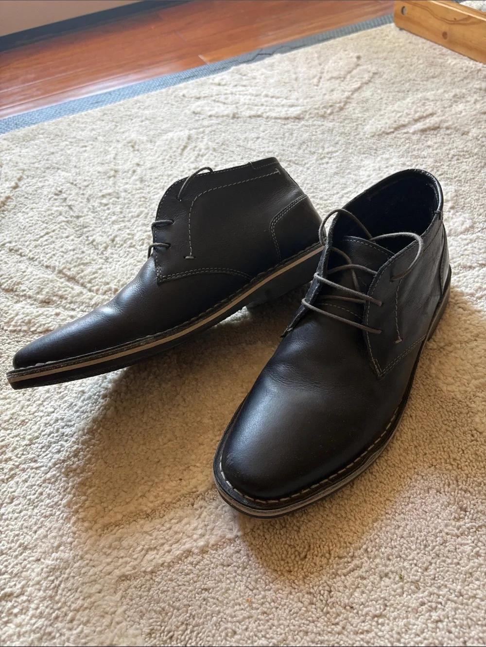 Steve Madden Black Leather Chukka Boots - Lace-Up Casual Boots