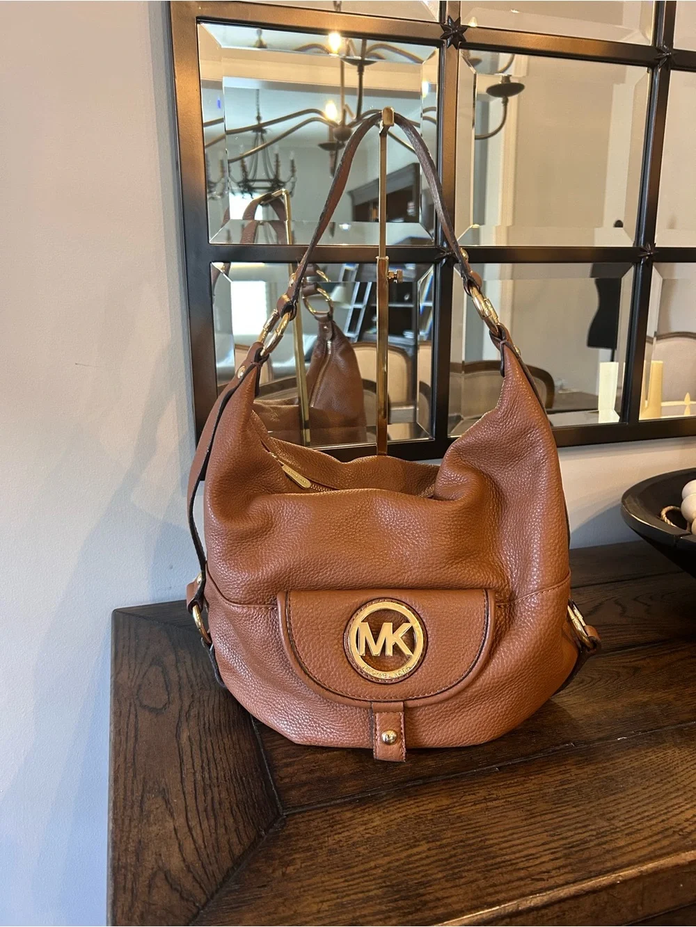 Michael Kors Fulton Hobo in brown pebble leather