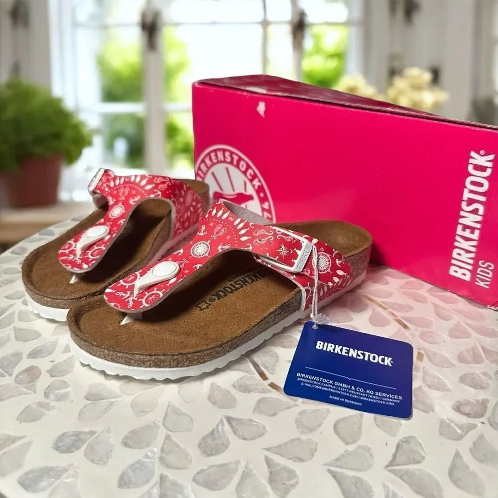Birkenstock Gizeh Kids Slip-On Sandals Red Nautical Size 30 EU 12-12.5 US New