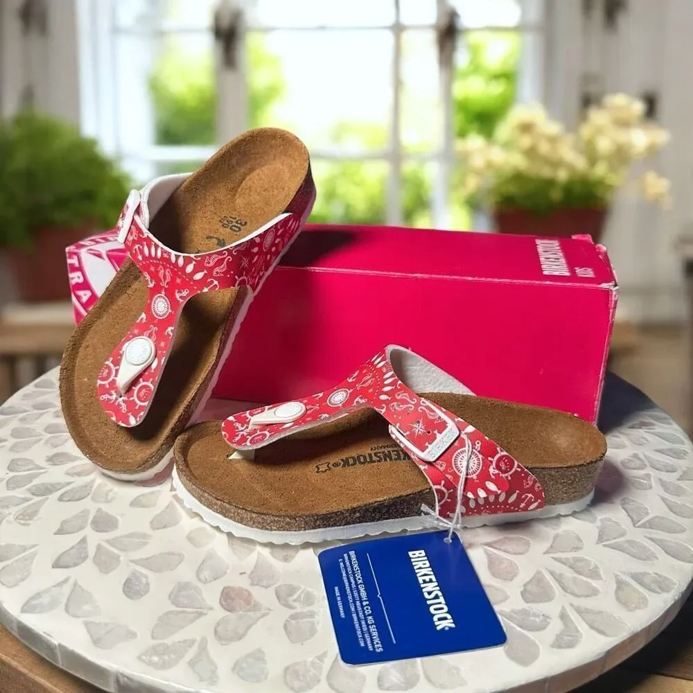 Birkenstock Gizeh Kids Slip-On Sandals Red Nautical Size 30 EU 12-12.5 US New