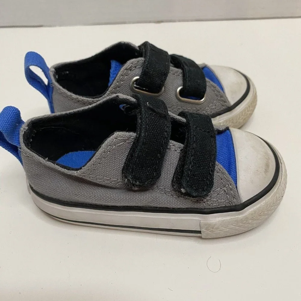 Converse Chuck Taylor All Star Infants Grey Hook and Loop ‎ Sneakers 747695F 4