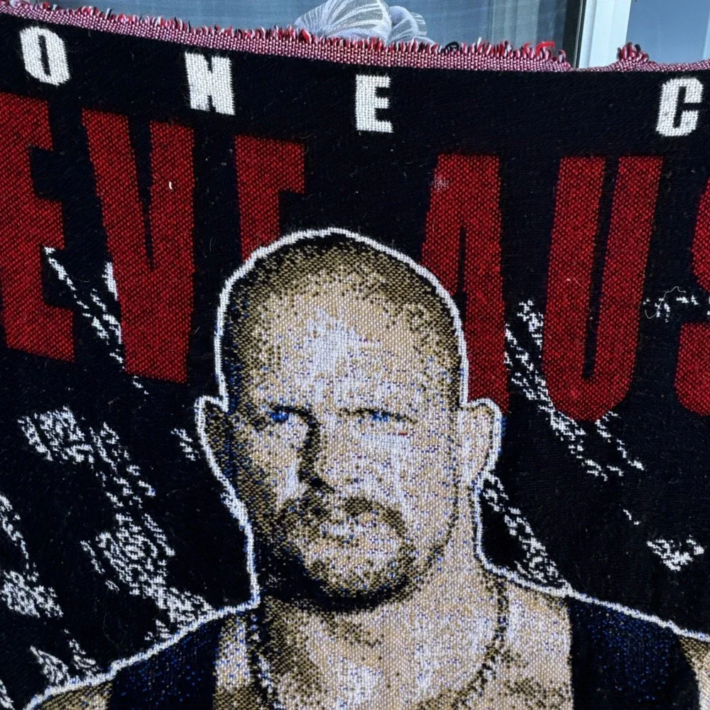 1999 WWF Stone Cold Steve Austin Tapestry Throw Blanket Wrestling WWE RAW Vtg