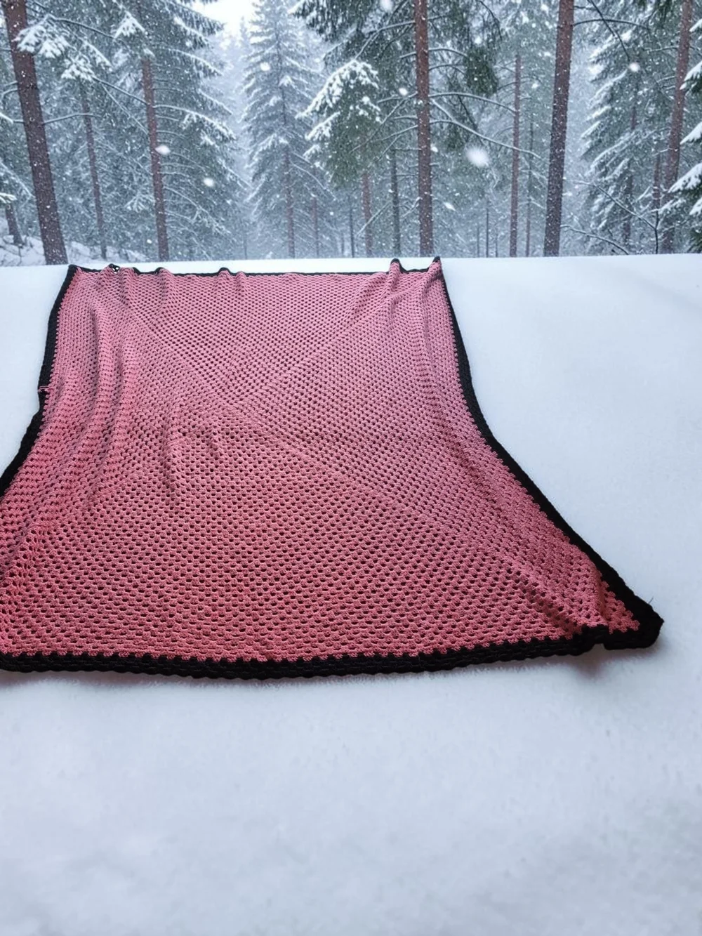 Pink Crochet King Or Queen  with Black Trim - Home Bedding