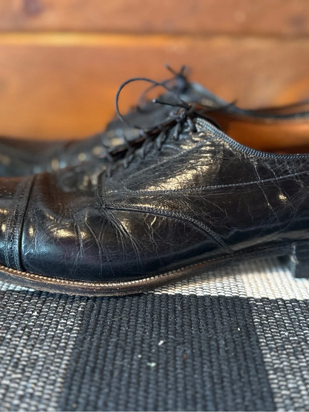 Vintage Edwin Clapp Cum Prince Black Leatger Cap Toe Oxford Dress Shoe Mend 11.5