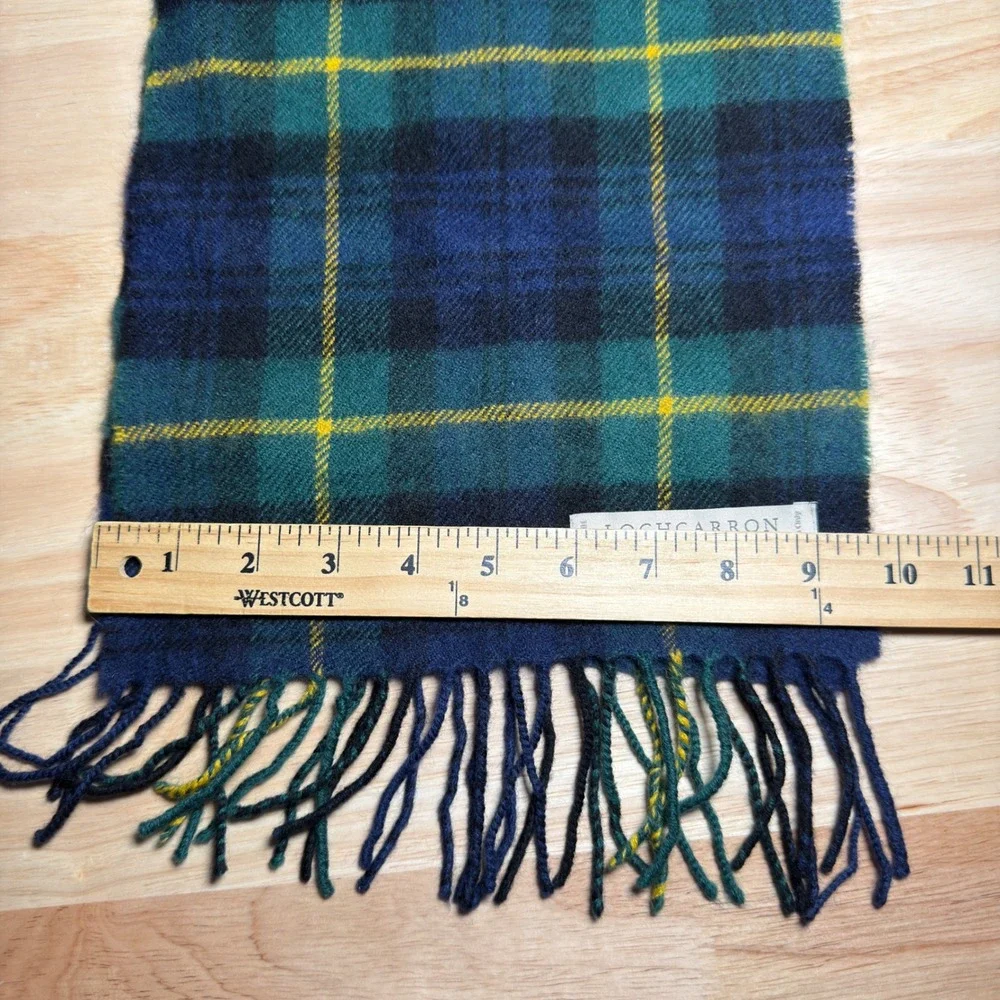 Lochcarron Scarf Mens OS Blue Tartan Plaid 100% Lambswool Made in Scotland