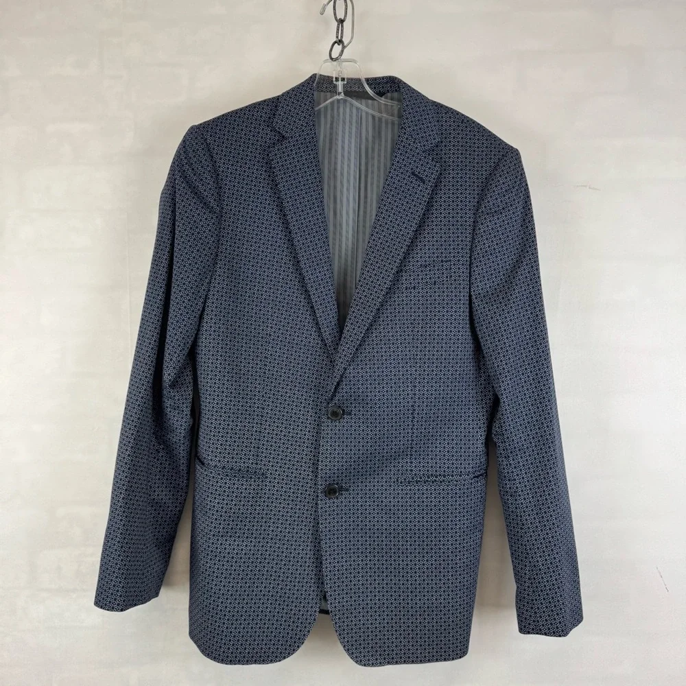 Banana Republic Navy Geometric Blazer Sport Coat Men’s 38R‎ Standard Fit
