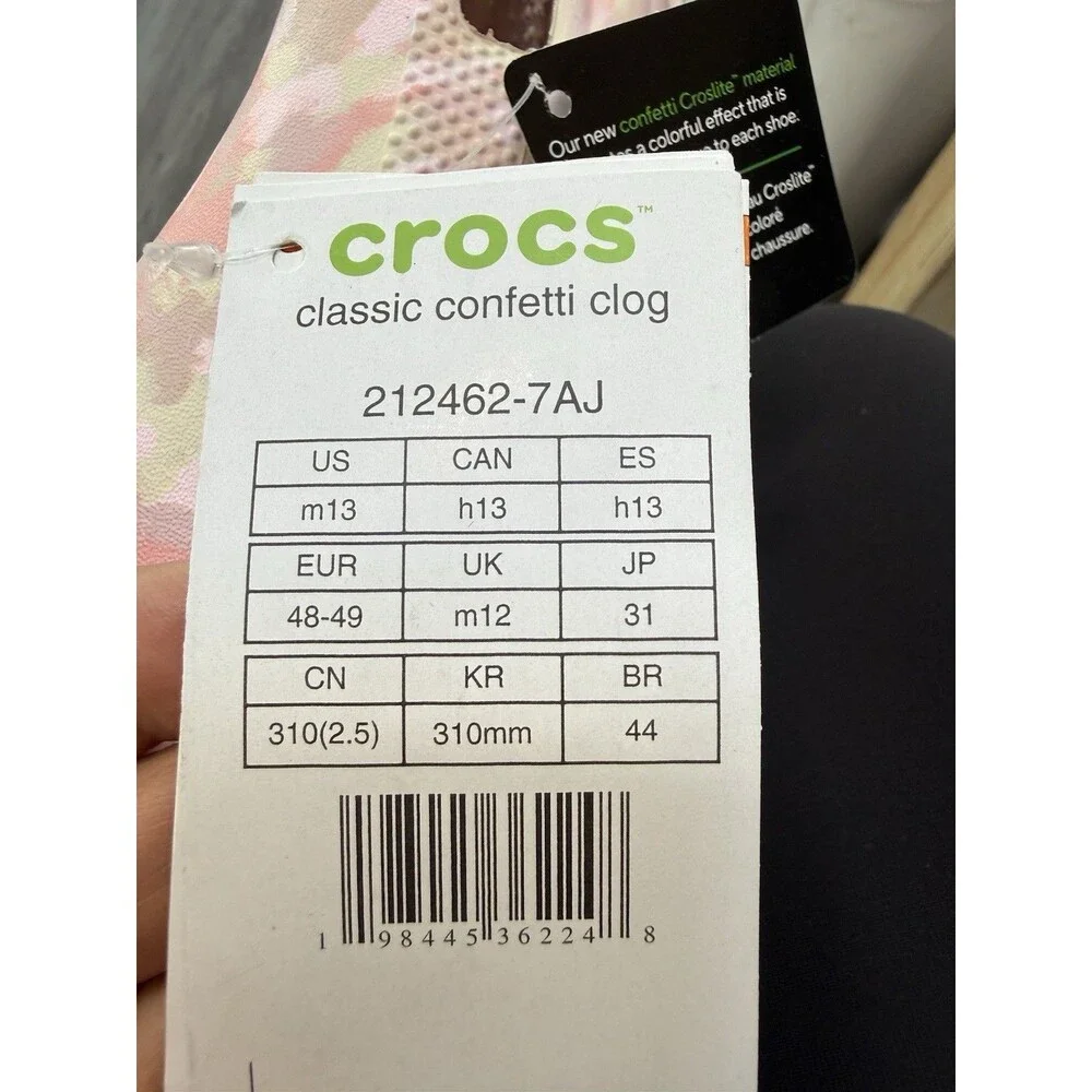 Crocs Classic Confetti Clog Men's Pink Camouflage Size 13 212462-7AJ