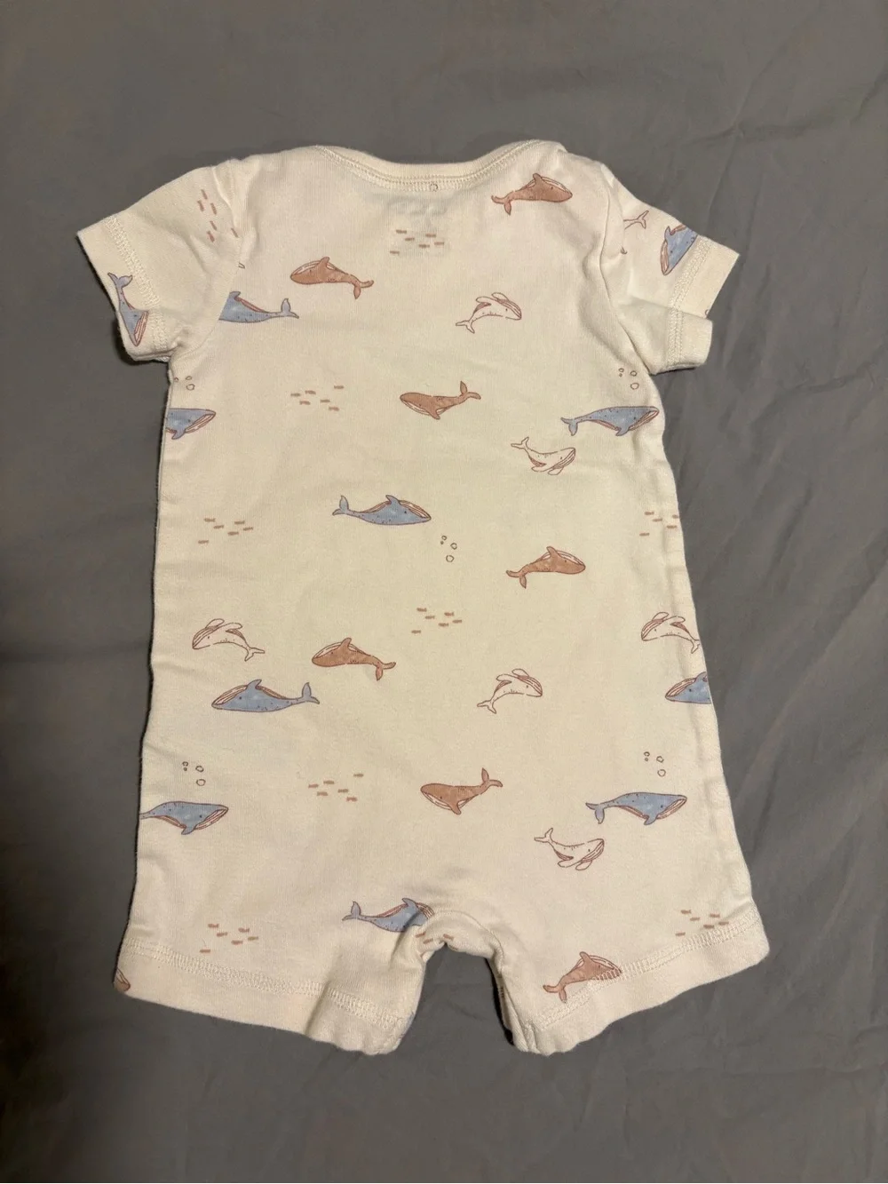 Carter's 6M Short Sleeve Whale Romper Set - Ivory & Blue