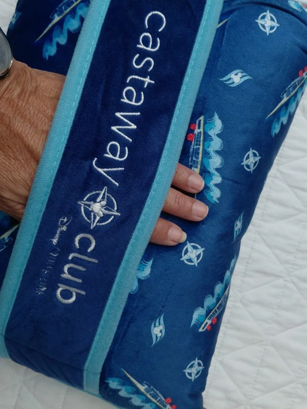 Castaway Club Navy and Teal  Travel Pillow/Blanket