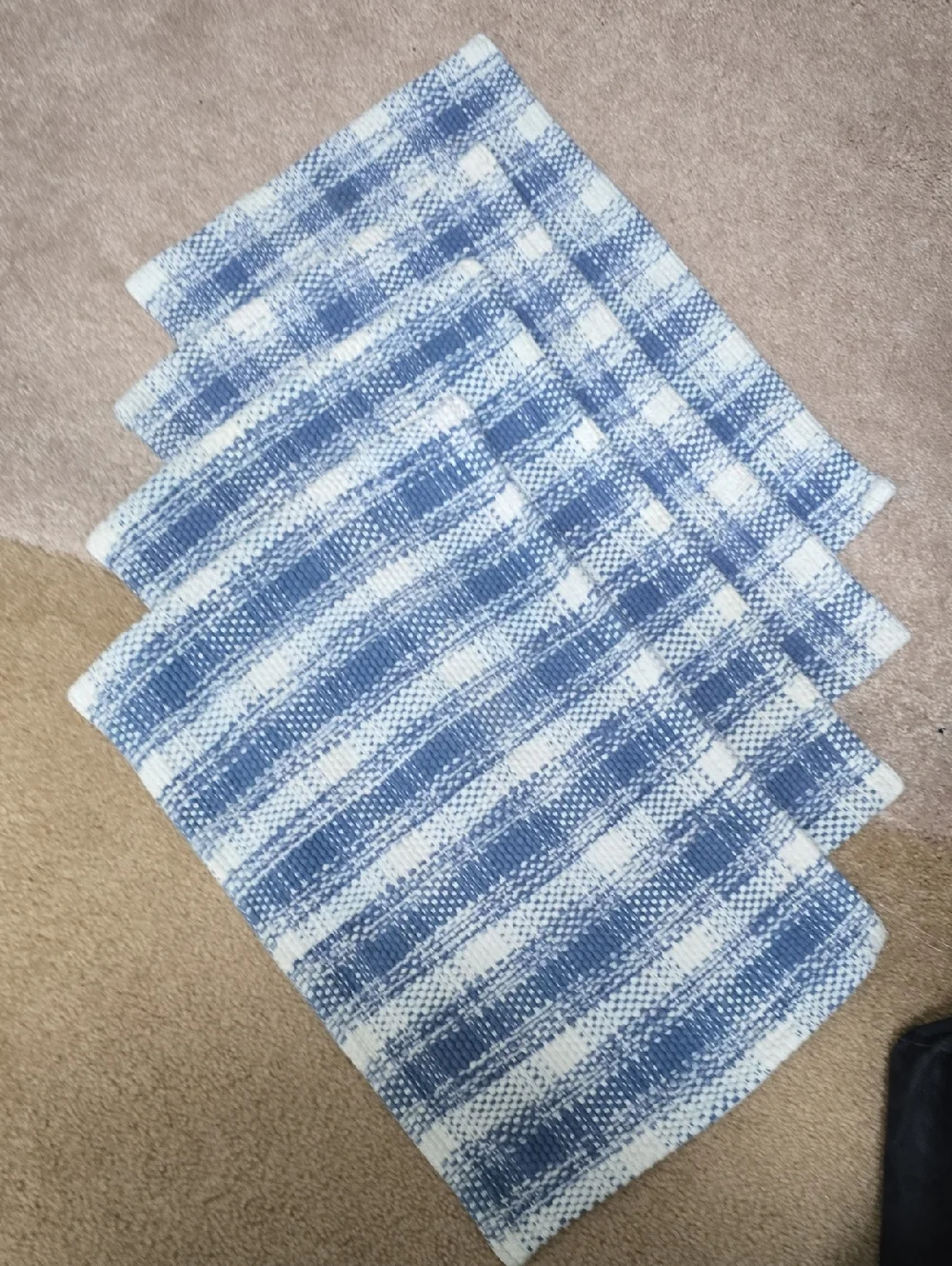 Discounted - Condition Good - Blue and White Woven Placemats - Set of 4