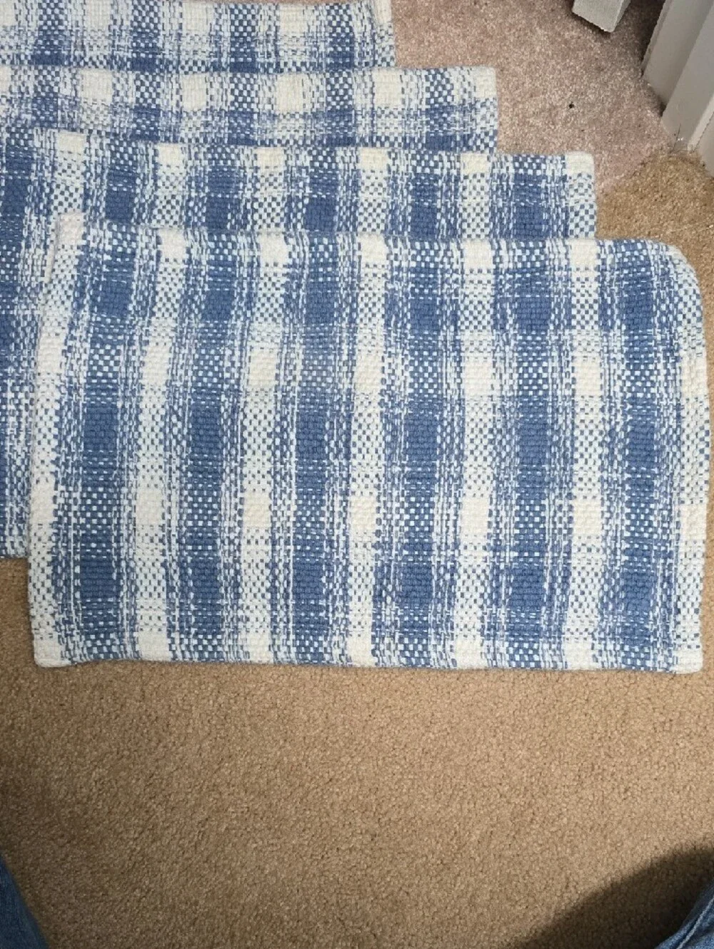 Discounted - Condition Good - Blue and White Woven Placemats - Set of 4