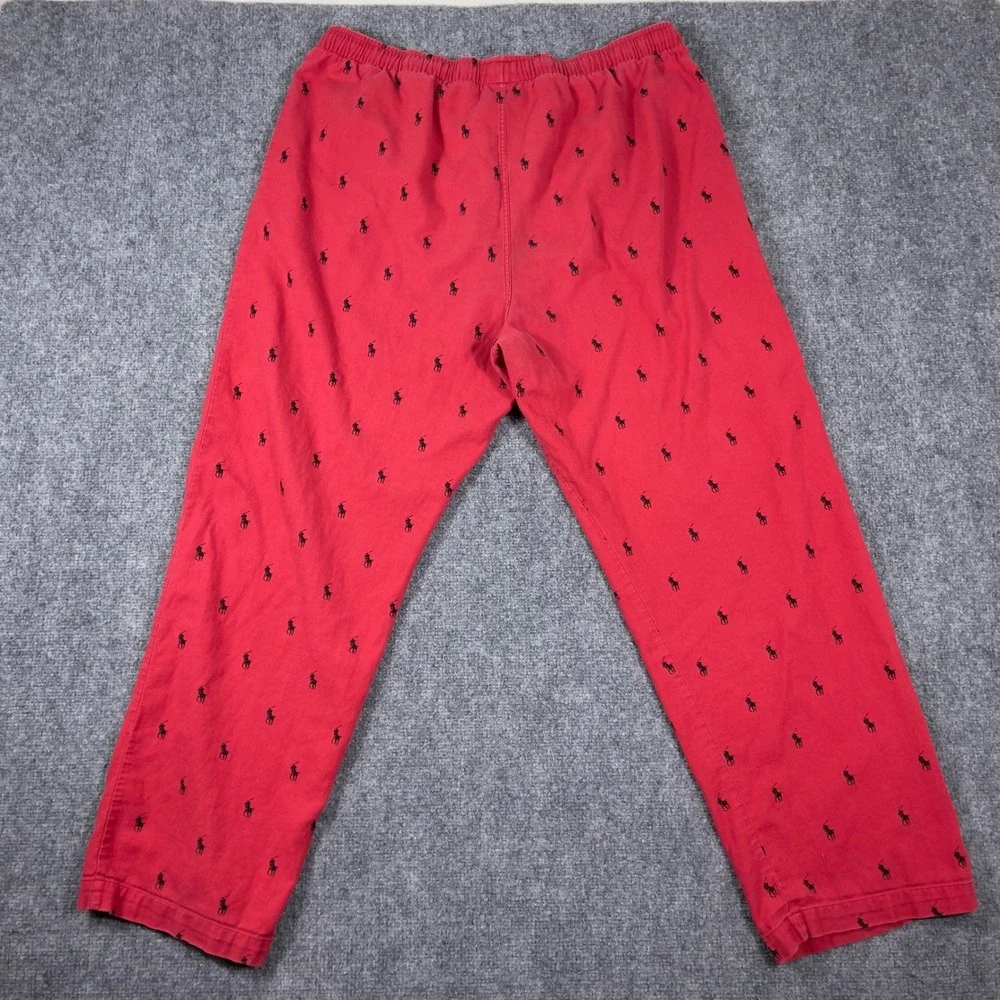 Polo Ralph Lauren Pajama Pants Mens Large Red Black All Over Pony Logo Cotton
