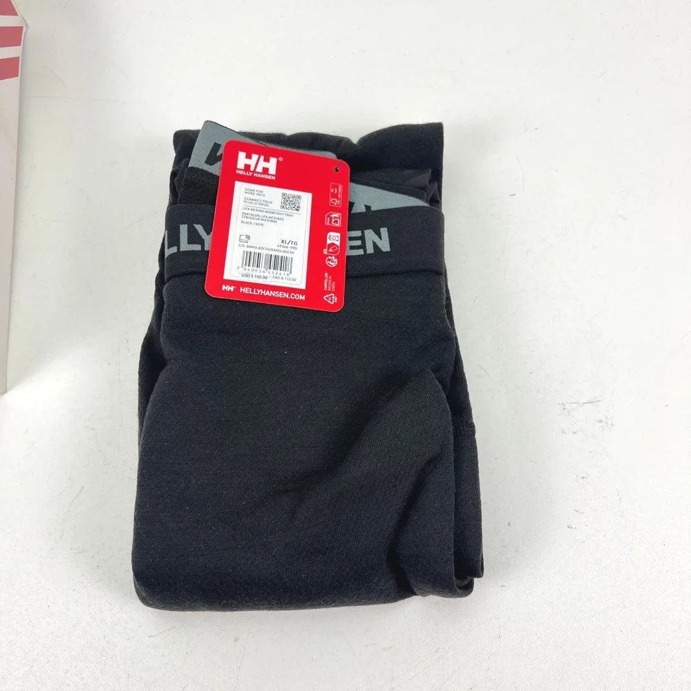 Helly‎ Hansen Mens Lifa Merino Midweight Pant Black 225g Baselayer XL 49366-990