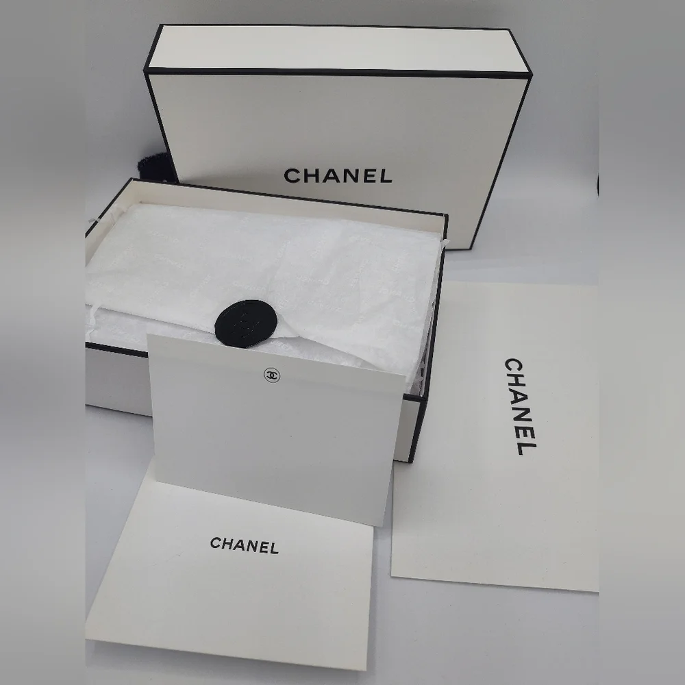 CHANEL Large Boutique Gift Box Set w/ Ribbon, Cards & Tissue | Luxe Storage