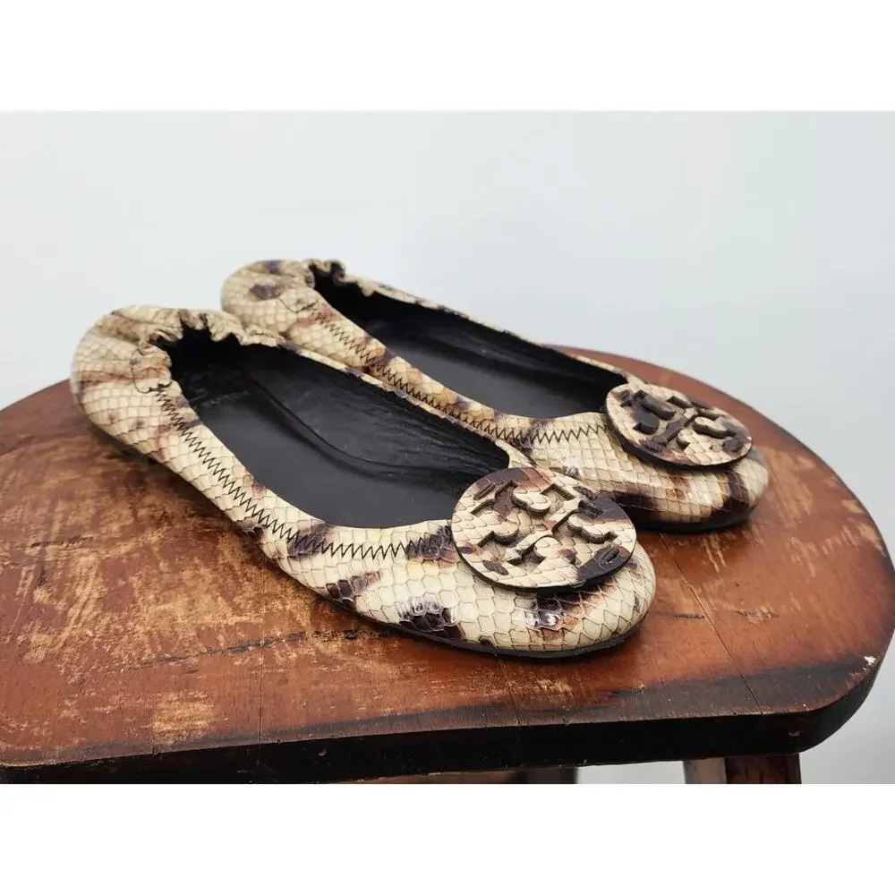 Tory Burch Faux Snake Ballet‎ Flats Size 5 Flawed