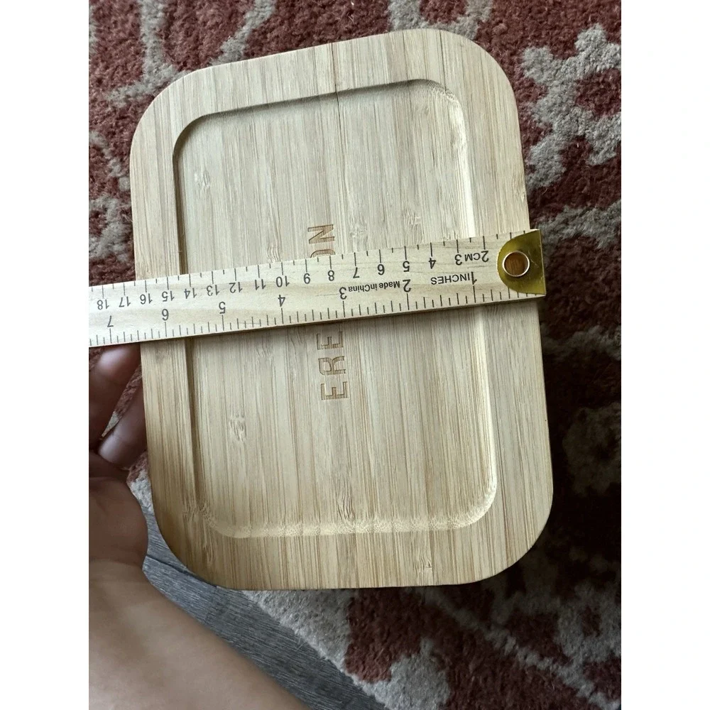 Erewhon Divided Glass Food Storage Container Bento Box Wood Lid‎