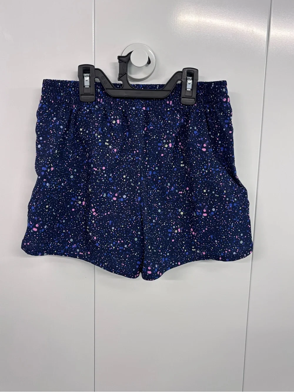 GapFit Athletic Shorts Girls  XXL Navy Blue Multi Color Paint Splatter Pockets