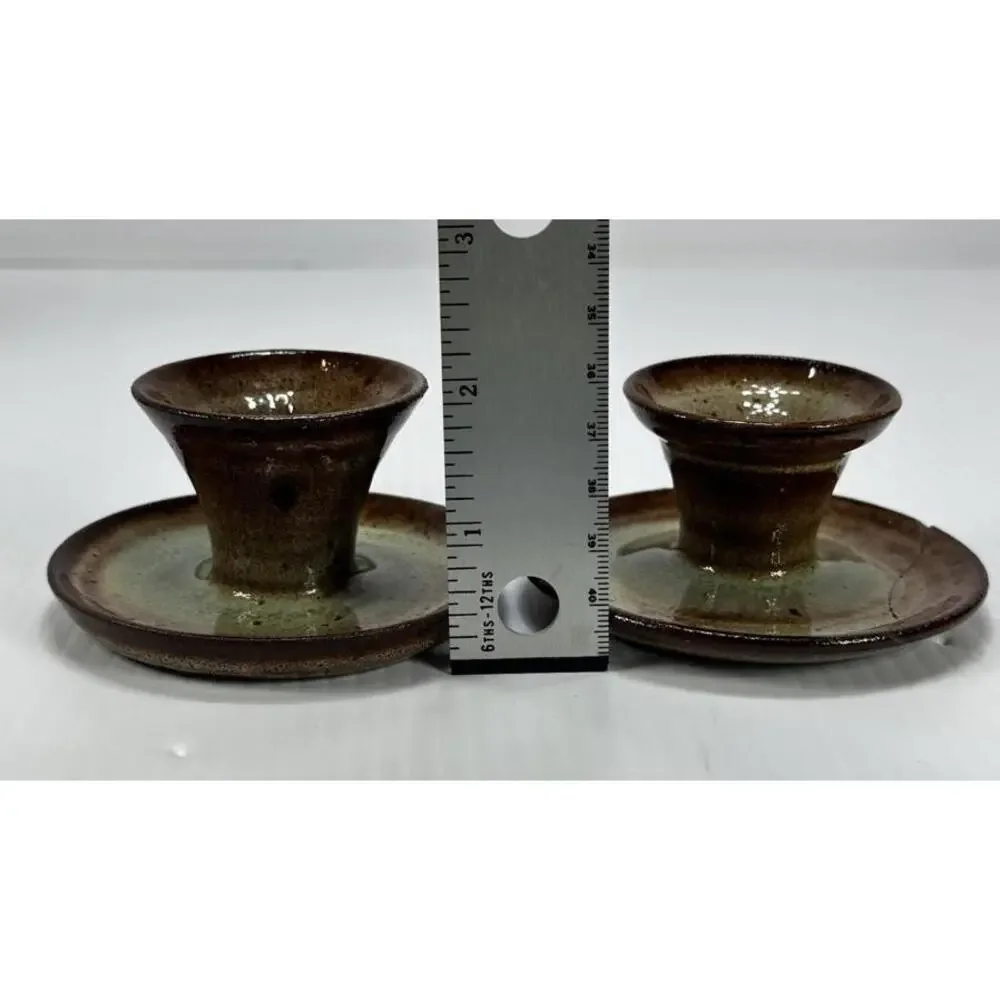 VINTAGE MERRITT ISLAND STUDIO ART POTTERY‎ CANDLESTICK CANDLE HOLDERS HANDMADE