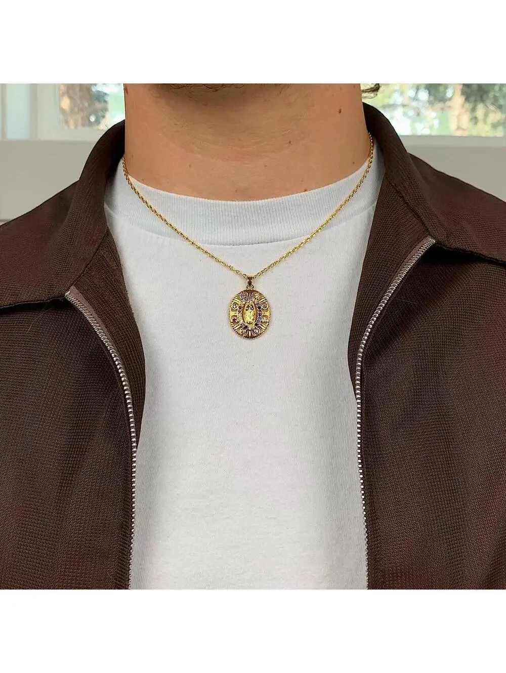 Y2K Gold Rhinestone Circle Chain Necklace