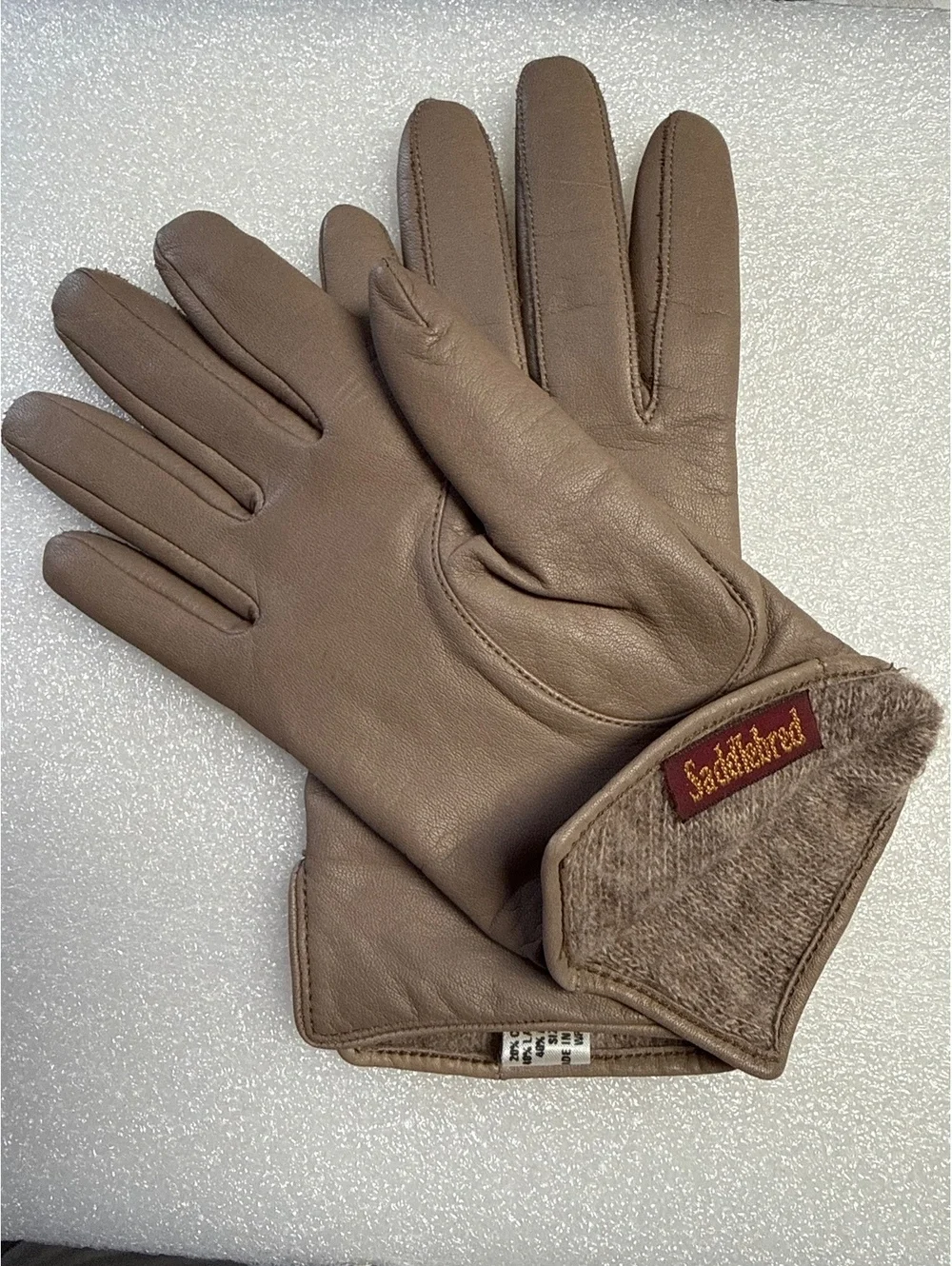 Saddlebred Leather Gloves Cashmere Lambswool Lined Taupe Size 6½