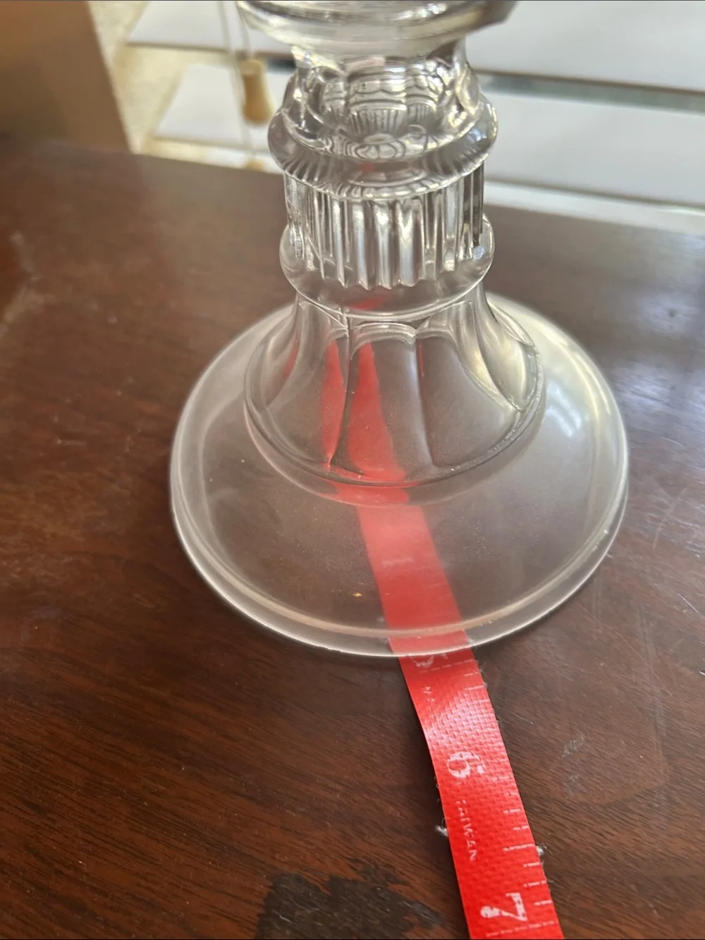 Vintage Antique Clear Glass Oil Lamp with Etched Pattern