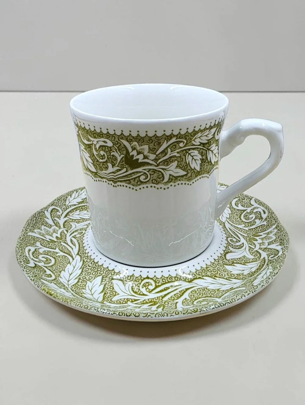 J & G Meakin Renaissance Green Pattern Cup & Saucer Set Made In England