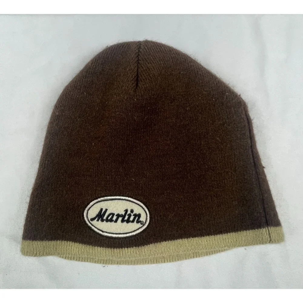 MARTIN KNIT BEANIE HAT BROWN TAN REERSIBLE STYLE INFINITY ONE SIZE WINTER CAP