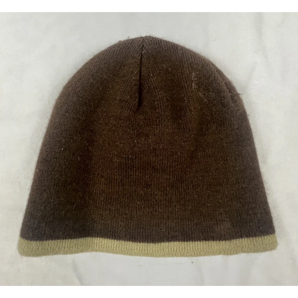 MARTIN KNIT BEANIE HAT BROWN TAN REERSIBLE STYLE INFINITY ONE SIZE WINTER CAP