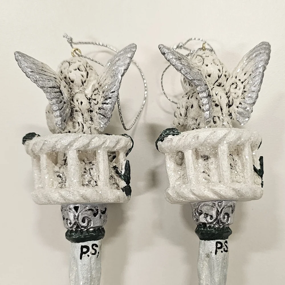 Vintage & Rare Elegant Angel Christmas Ornaments with Icicle Design (Qty. 2)