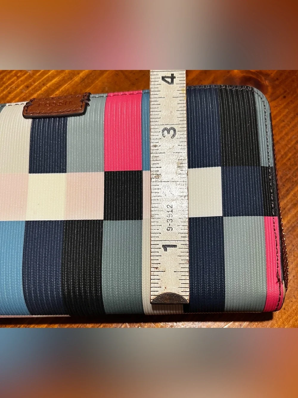 Fossil Emma  RFID  Zip Around Large Wallet Clutch Geometric Colorful Patchwork
