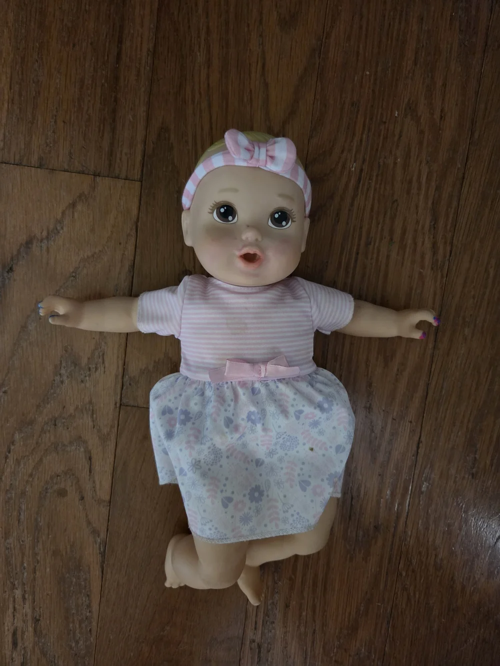 Baby Doll in Pink Dress and Headband - Kids Toys
