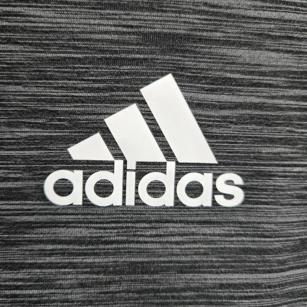 Adidas Men Shirt L Gray Activewear Logo‎ Short Sleeve