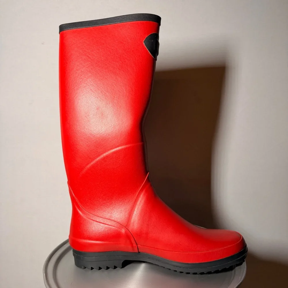 Aigle Riding Rain Boots Womens 38 US 7 Red Rubber Waterproof Tall France‎ Buckle