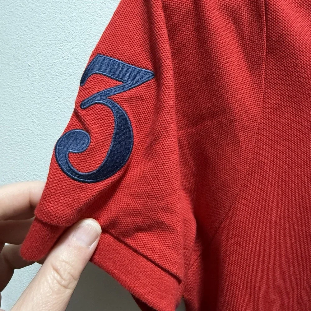 Polo Ralph Lauren Red Mens Size 2XL Oversized Logo Polo‎ Shirt Custom Slim Fit