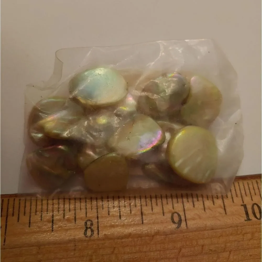 12 pkgs Green/Gold Mother of Pearl irregular form beads