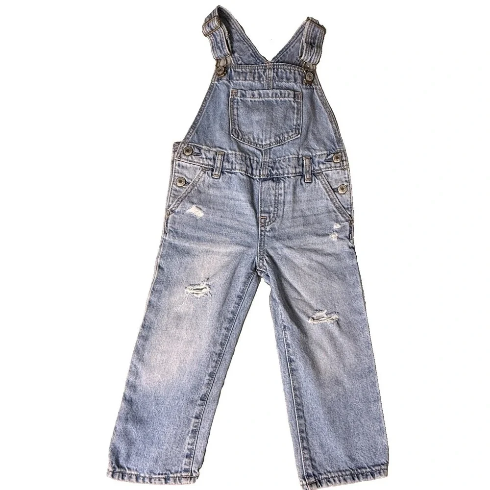 Baby GAP Girls 3T Bibs Overalls Blue Denim Jean 100% Cotton Kids Light Wash